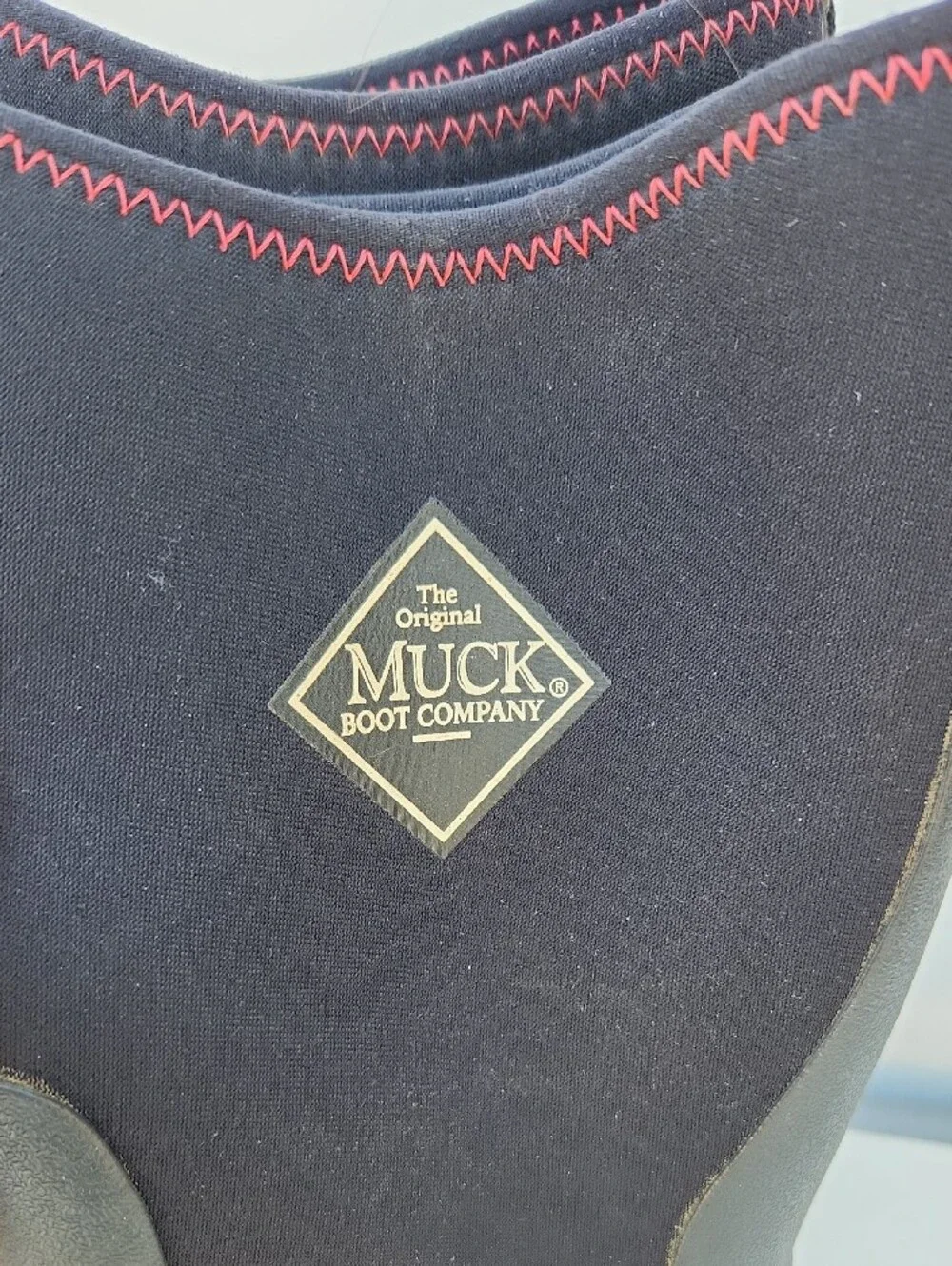 KIDS Muck Black and Red Waterproof Pull-On Rain Boots